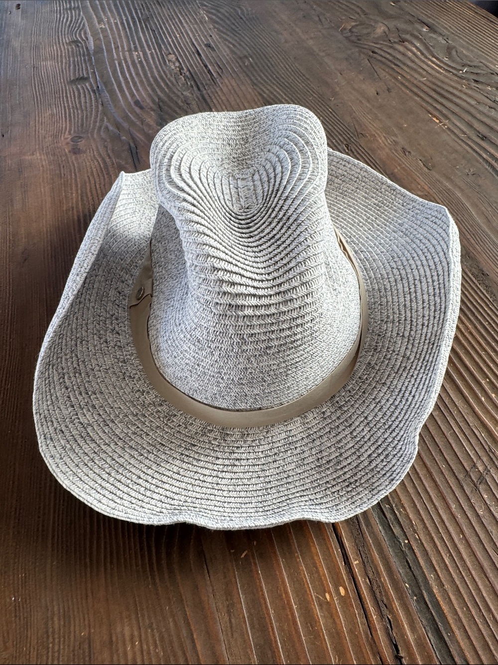 Nordstrom Light Gray Woven Sun Hat with Neutral Band